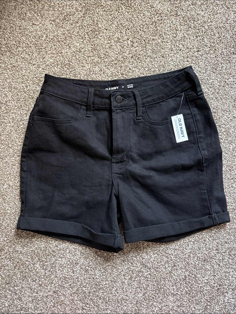Old Navy Black Women's Roll-Cuff Jean Shorts